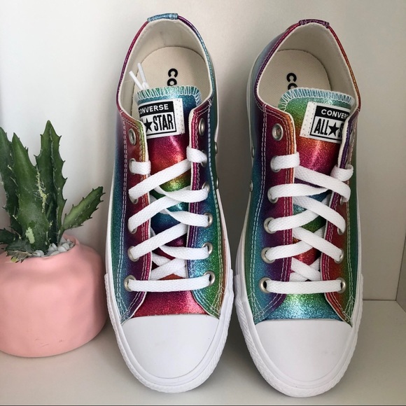 converse rainbow glitter shoes